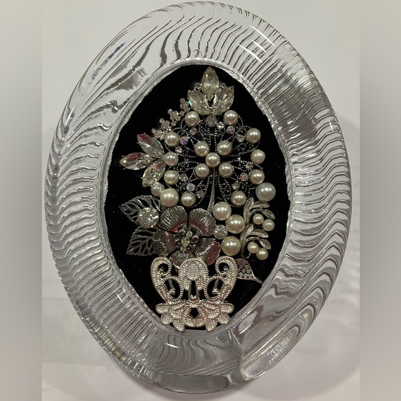 FRAMED JEWELRY ART COLLAGE IN GLASS FRAME. UNIQUE HANDMADE OOAK 🎁 - Picture 1 of 9